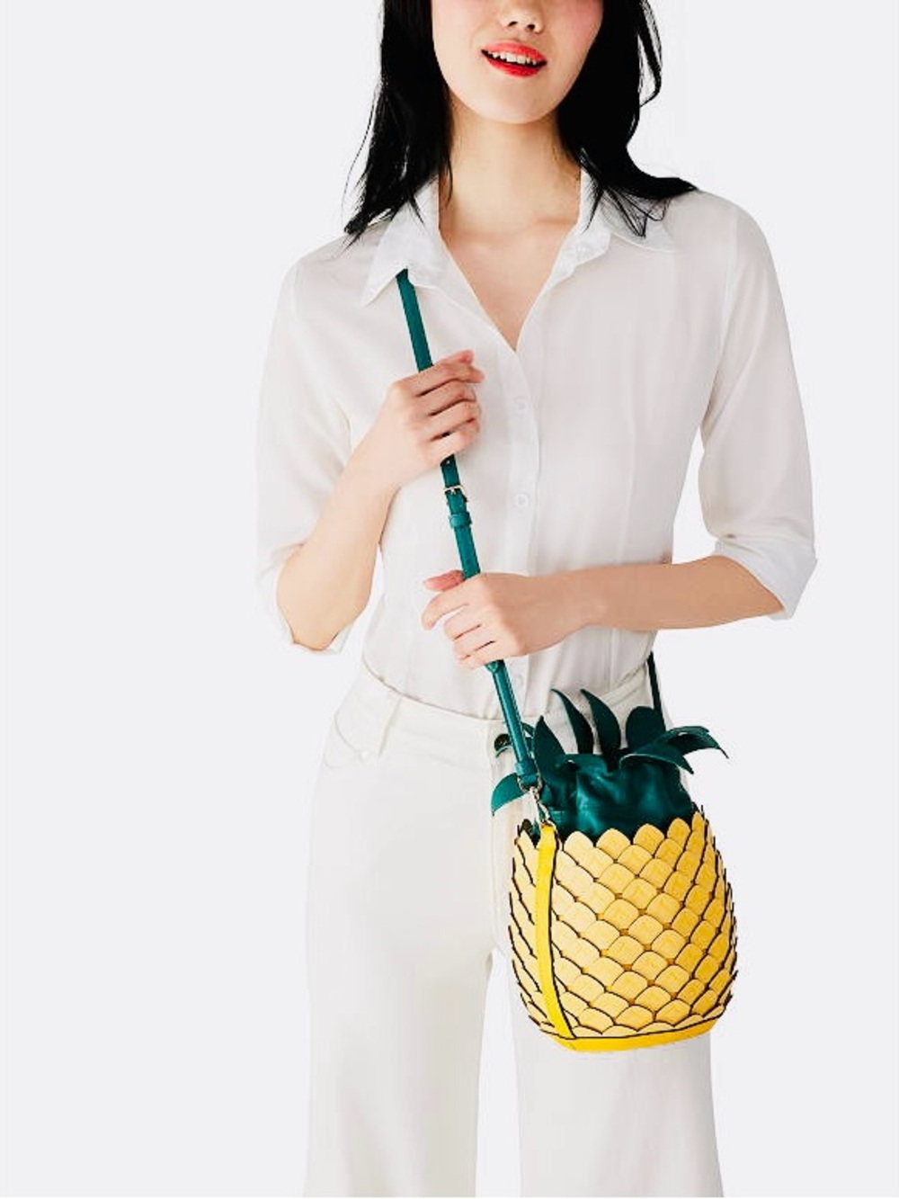 Kate Spade Pineapples Bucket Crossbody Bag - Yellow & Green - Picture 1 of 9